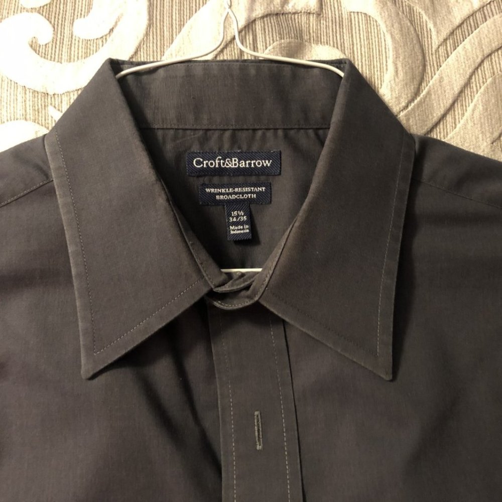 Mens Croft & Barrow Sz 15.5 34/35 Long Sleeve Gray - Picture 2 of 4